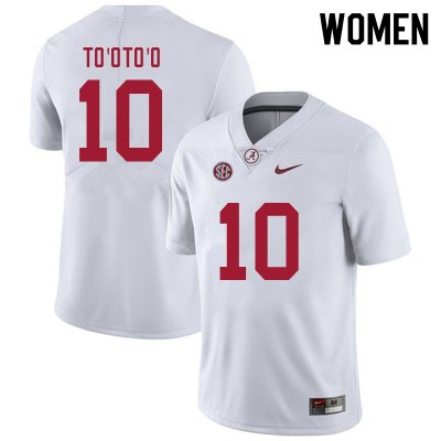 NCAA Women's Alabama Crimson Tide #10 Henry To'oTo'o Stitched College 2021 Nike Authentic White Football Jersey ZP17Q01AW